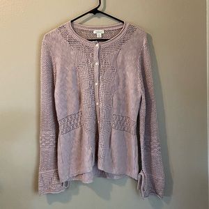 Sundance Lavender Beau Pointelle Crochet Cardigan Size Small